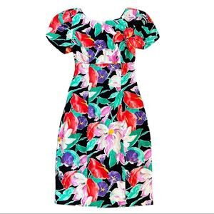 Vintage Leslie Faye Evenings 80's Floral Dress